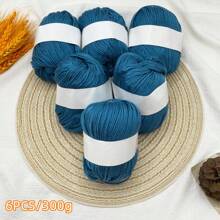 Set de 6 piezas de hilo de seda de lujo - Paquete de 6 piezas/300g de hilo tejido suave, adecuado para suéteres, bufandas, sombreros, mantas para bebés, etc., disponible en múltiples colores - Fibras de alta calidad, adecuado para tejer y ganchillo.