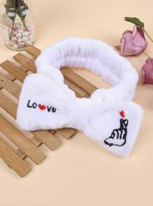 1 件女士心形刺绣蓬松蝴蝶结头带，柔软甜美可爱发饰，日常洗脸发带 - 彩色 - 查看 7