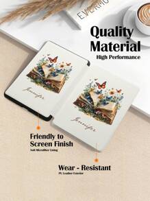 1pc Customized Name Text Design Protective Case Compatible With Kindle Paperwhite 6 2024 (7 Inch) / Kindle 11th (2024) 6 Inch. Personalized Text, Auto Sleep/Wake, Comfortable Leather Material, Magnetic Design, Wireless Charging, Anti-Fall, With Hand Strap, Suitable For Birthday/Holiday Gifts