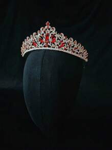 1pc Women's Red Multi-Function Casual Bridal Crown Headdress, Wedding Princess Tiara Headpiece, Luxurious, Elegant And Charming, Suitable For Bridal Photography And Weddings