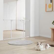 Pet Safety Gate, 29.5" - 51" Wide, 29.5" - 46.4" Wide, 29.5" - 37" Wide, 30" High, Dog Gate For Stairs And Houses, -In Automatic Closing Pet Safety Gate For Children With Pressure Mounting Kit And Wall Mounting Kit, White Or Black - 29.5" - 51" wide, white - 查看 1