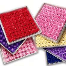 200Pcs Bath Soap Rose Flower, Artificial Rose Petals And Heads, Along With A Scented Fabric Shower Bouquet For DIY Crafts Wedding Bouquets,Tables Home Decorations, Scented Soap Rose Petals Body Soap For Valentine's Day, Wedding, Anniversary, Birthday, Mother's Day