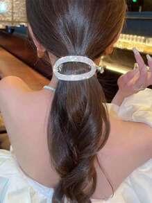 1 pieza Pinza de pelo con clip de garra y cristales brillantes para mujeres, accesorios para el cabello, pasadores, pinzas para el cabello, garras para el cabello, artículos escolares, atuendos de fiesta, accesorios para la cabeza - Dorado - Ver 8