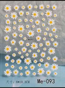 1 PIEZA Pegatinas de arte de uñas 3D con flores margaritas en relieve, deslizadores de uñas, calcomanías, pétalos de flores blancas de margaritas, decoración de uñas con pegamento en la parte posterior