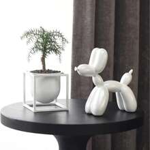 1 pieza Estatua de perro globo de resina, decoración moderna del hogar para sala de estar, dormitorio, estantería, escritorio, estatua de arte animal minimalista, mejor regalo