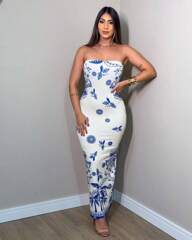 Vestido MidI Longo Feminino Tomara Que Caia Verão Tropical