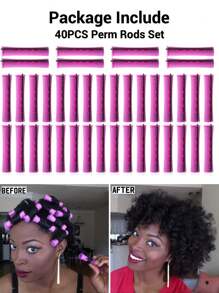 40 pièces Kit de rouleaux de permanente violets - avec 4 têtes de tailles différentes pour des vagues et des boucles naturelles - idéal pour le coiffage fait maison pour les cheveux longs, moyens et courts, outils de coiffure, produits et accessoires capillaires pour les essentiels de voyage du salon de coiffure