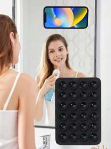 8 pièces Support de téléphone en silicone avec ventouse, étui de téléphone carré multifonction étanche, ventouse en silicone à 24 trous à forte adhérence, convient à diverses scènes, utilisé pour fixer le téléphone et l'empêcher de tomber, accessoires pour vidéo, vibration et selfie de téléphone
