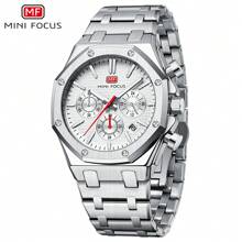 1 件装男士运动石英表多功能小表盘日历夜光指针不锈钢表带商务休闲男士手表礼物 - 均碼 - 查看 14