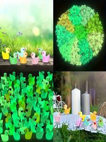 50pcs Luminous Resin Mini Animals, Glow-In-The-Dark Ducks & Figurines, Suitable For Garden, Party, Miniature Landscape, Aquarium, Dollhouse Decor (Random Design) Outdoor Decor Garden Decor Home Decor