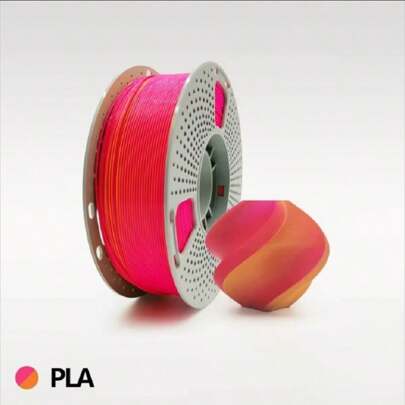 2-Color Silk 3D High-Speed PLA+ 3D Printer Filament, Dual-Color Coextrusion, 1.75mm Diameter With +/- 0.02mm Precision, Reusable Spool Compatible With Bambu AMS & Most FDM Printers,250g/Spool For Vibrant, Glossy Prints