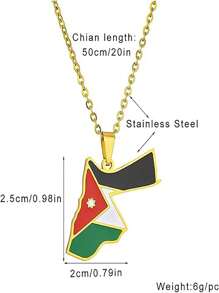 1pc Map Flag Stainless Steel Pendant Necklace, Vintage Travel Flag Necklace For Men And Women Couple Necklace