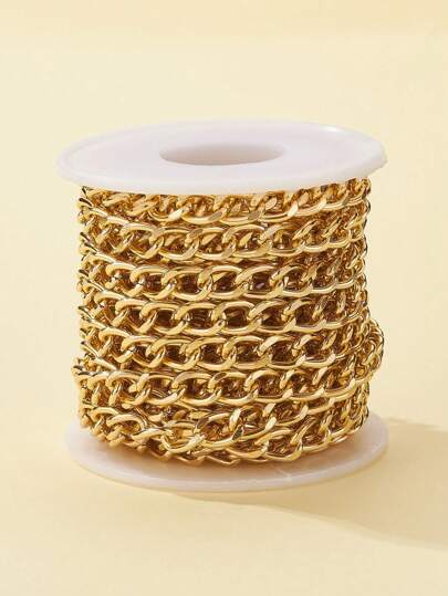 5m/Roll Double-Sided Aluminum Link Chain (6x9mm), Suitable For Necklace, Bracelet, Jewelry Making