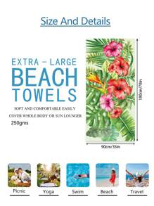 1pc Prachtige Bloemen Stranddeken, Extra Zachte Microvezel Extra Grote Strandhanddoek, Zeer Absorberende Badhanddoek, Geschikt Voor Reizen, Zwembad, Duiken, Surfen, Yoga, Kamperen, Verschillende Maten, Strandaccessoires Zomer, Vakantie