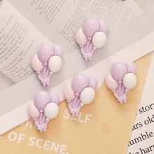 100 件树脂美甲装饰，迷你气球饰物柔和色彩卡通设计 DIY 公主风格 3D 美甲配件女士夏季美甲装饰用品