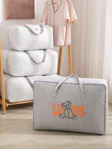 Thickened Waterproof & Moisture-Proof Large Capacity Travel Luggage Bag - Packing Cube For Clothes, Quilt Storage, Moving, Home Organization With Stylish Bear Design, Moving Essentials Carrier | Playful Bear Motif | Straps For Secure Carrying, Luggage For Travel - Multicolor - View 3