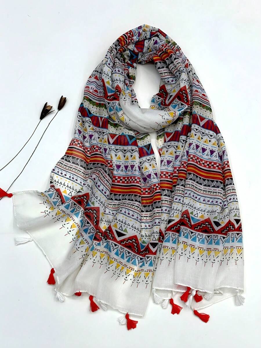 Khăn choàng in họa tiết đơn giản dành cho nữ, khăn choàng thời trang mùa xuân/hè mới, khăn choàng chống nắng đi biển, khăn choàng cho phụ nữ. - Nhiều màu - Xem 1