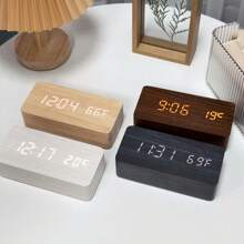 木质数字闹钟，时尚多功能LED闹钟，USB供电，不可使用电池供电，需连接数据线。具备温度显示功能。适用于房间装饰、卧室装饰、宿舍装饰、返校季装饰、开学惊喜、家居装饰、学习用品等。