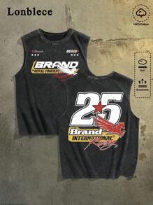 Lonblece Summer Men's Casual Loose Acid-Washed Tank Top - Black - View 1