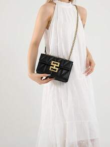 Women's Retro Floral Pattern Shoulder Bag With Chain Strap, New Flap Square Handbag, Classic Design (Gold Tone Hardware, Versatile Floral Fabric, Suitable For Elegant Ladies)