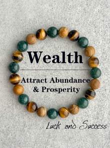 8mm Green Moss Agate Abundance And Prosperity Bracelet Tiger Eye Good Luck And Success, Courage, Focus, Energy Healing Spiritual Jewelry Gift For Women Men