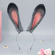 Bunny Ears Headband Realistic Plush Rabbit Headband Hair Hoop Party Costume Hair Accessory
