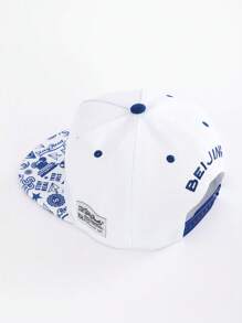 1 件字母与星星休闲街头服饰涤纶印花刺绣防紫外线防风男女通用嘻哈棒球帽，四季皆宜