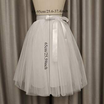 女士高腰不对称薄纱裙婚礼衬裙，4 层薄纱 + 1 层衬里芭蕾舞裙，伴娘裙，蓬松设计长款彩色裙，舞会礼服，公主裙秋季女士服装