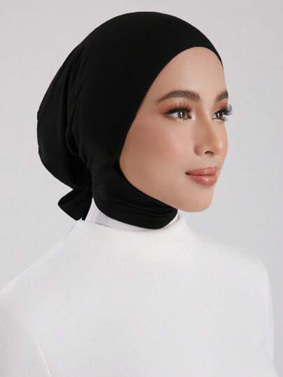 1pc Women's Elastic Muslim Turban Hat, Fashion Solid Color Soft & Comfortable Headscarf, Suitable For Daily Wear