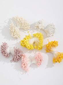 Estambre artificial de flor de 2.5mm con doble cabeza, 350-360/700-720 raíces, estambre floral falso con perla mate para tarjetas de Navidad, decoración de boda y manualidades DIY - Multicolor - Ver 1