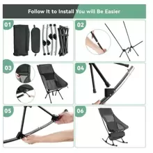Camping Chair, Vecukty High Back Rocking Chair 165 Lbs Capacity, Compact Outdoor Portable Folding Rocker Chair For Camping Hiking Gardening Travel Beach Picnic, Camp Chair