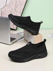 Giày thể thao Unisex Slip-On Casual, Giày thể thao lưới thoáng khí cho nam, Giày thể thao ngoài trời nhẹ phù hợp để mang hàng ngày, Size 36-45 - màu đen - Xem 7