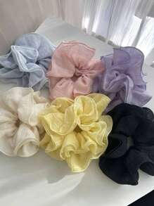 1 Peça Scrunchie Extra Grande Entrançado, Elástico de Cabelo Texturizado Floral de Camadas Múltiplas, Doce e Macio, Estilo Confortável do Início da Primavera, Acessórios de Cabelo, Tiras de Cabelo Scrunchies