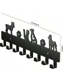 Wall Mounted Key Hooks With 8 Hooks, Decorative Key Holder, Entrance Dog-Shape Key Rack, Living Room Self-Adhesive Cat Key Holder