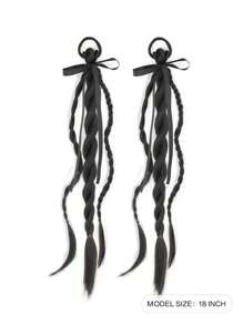 2pcs Synthetic 18Inch Ponytail Hair Extension Braided With Elastic Headband Box Ponytail For Kids