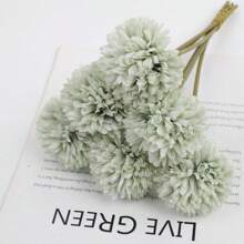 5pcs Artificial Chrysanthemum Ball Flowers Dandelion Hydrangea Arrangement Bouquet Present For Friends Bridal Wedding Bouquet Decor For Home Office House Party Mother's Valentine Day, Decoration Gift