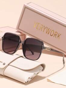 Verywork Verywork 1pc Square Classic New Vintage Ins Style Luxury Superior Quality Brand Design Women Fashion Eyeglasses Driving Shopping Golf Outdoor Travel Vacation Outfits Fashion Accessories For Summer Beach Vacation,Outdoor,Travel Shades Temple Decoration Elegant Style Oversized Square Frame