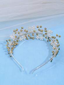 1 buc. Elegantă și plină de farmec pentru doamne, bandă de păr cu cristale pentru mireasă, cerc de păr pentru domnișoare de onoare, accesoriu de păr cu cristale lucrat manual pentru petrecerea de nuntă