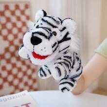 Juguete de peluche suave y lavable de 25 cm/9.84 pulgadas con forma de animales de la jungla, títere de mano para el juego de roles de niños con león, canguro, elefante, jirafa, cerdo, mono, con boca abierta como accesorios de actuación, muñeco de peluche que ofrece a los niños un gran títere de dedo