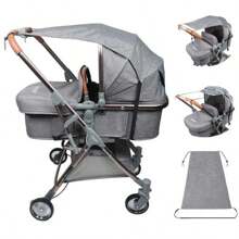 Baby Carriage Sunshade Sun Umbrella High View Bidirectional Push Car Sun Protection Umbrella Anti-Ultraviolet Sunshade Universal Accessories - Multicolor - View 1
