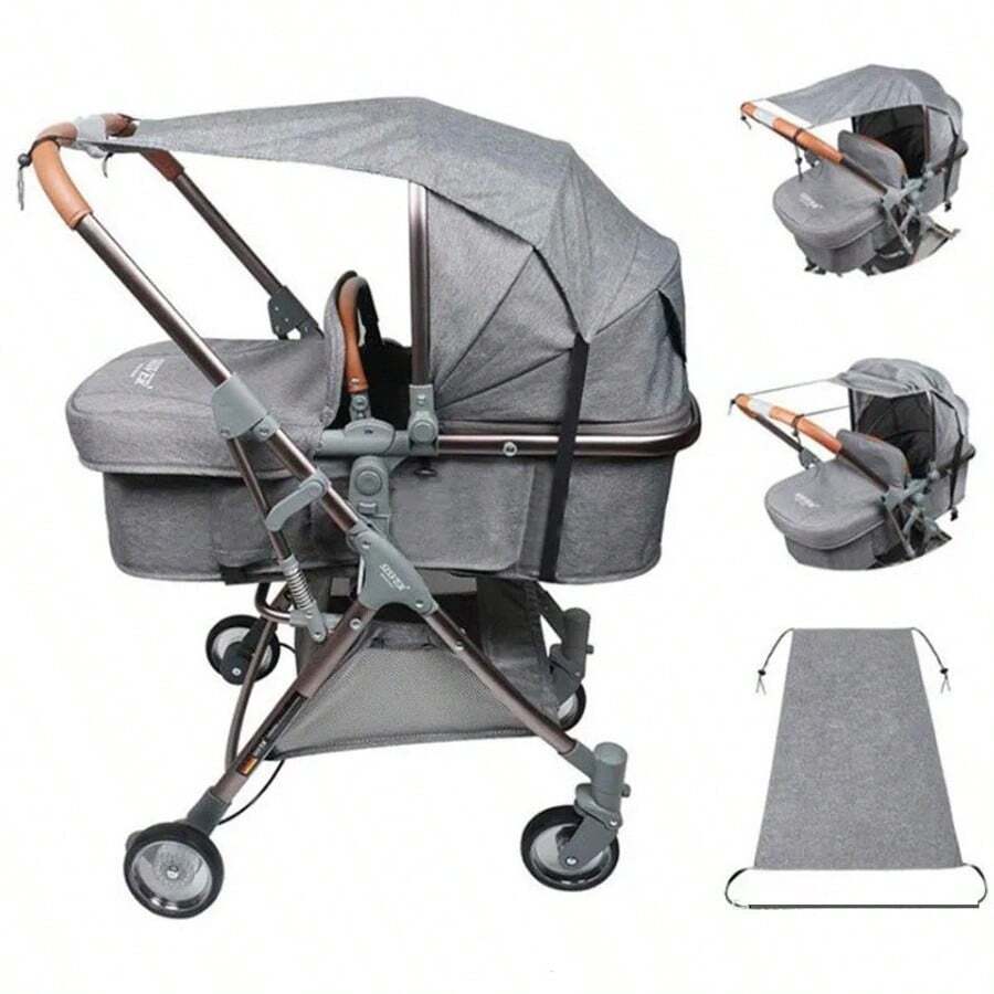 Baby Carriage Sunshade Sun Umbrella High View Bidirectional Push Car Sun Protection Umbrella Anti-Ultraviolet Sunshade Universal Accessories - Multicolor - View 1