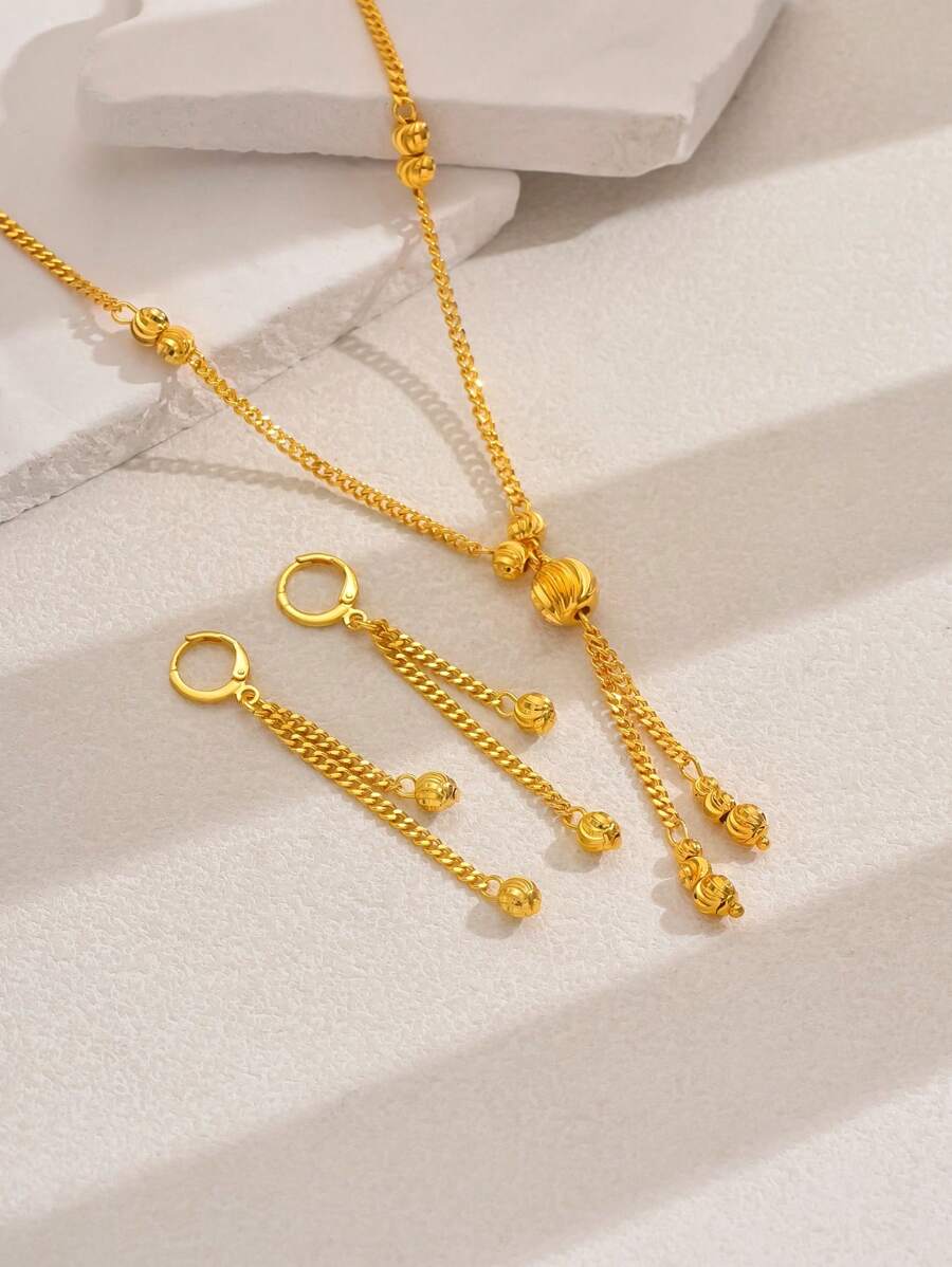 3 Stück/Set modischer Quasten Anhänger Halskette, Ohrringe, Armband Schmuckset, geeignet für Eid, Partys, Alltag, Feiertage