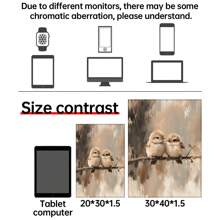 1 bức tranh vải canvas phong cách cổ điển hình chú chim non màu nước trên cành cây có khung gỗ - tông màu trung tính, nền có họa tiết, tranh treo tường sẵn sàng để trang trí phòng khách và phòng ngủ, quà tặng lý tưởng, đồ trang trí chim - 1 cái - Xem 9