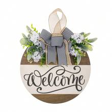 Guirnalda de bienvenida con mariposas de arpillera, decoración colgante para la puerta de entrada