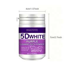 BHATCYK 1 件 5D 白色紫色牙齿清洁粉，牙齿美白，牙齿抛光牙齿深层清洁粉，日常生活用牙齿清洁粉。旅行，牙齿抛光牙齿深层清洁粉，日常生活用牙齿清洁粉。旅行