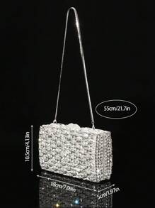 2025 Spring & Summer Fashionable New Luxurious Glittering High-End Elegant Glass Diamond Large Capacity Evening Clutch Bag, Women's Wallet, Glamorous Party Handbag, Exquisite Luxury Women's Crystal Handbag, Bridal Dress Bag, Fashion Lipstick And Perfume Handbag, Magnificent Sparkling Crystal Encrusted Handbag, All Handmade Metal Diamond Handbag, Suitable For High-Class Ladies To Attend Parties, Galas, Weddings, Gatherings And Banquets, Fits 6.5-Inch Smartphone