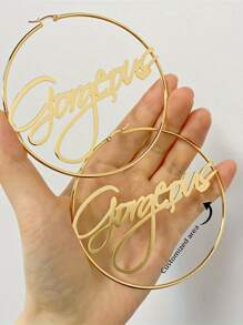 70mm personalisierte Namensplakette Creolen aus Edelstahl - elegant & sexy 18 Karat vergoldet, große Statement Creolen, ideal für den täglichen Gebrauch und als Geschenk, Thanksgiving Accessoire, ganzjährig, Schulmaterial, für Teenager, Schüler der Sekundarstufe I und II, Studenten, Erstis, Zweitsemester, Unterstufenschüler, individualisierte Mode-Ohrringe, Vintage-Outfit, Schmuck & Uhren, Saisonale Auswahl, Utilitaristische Eleganz, zarte Romantik, glamouröser Look