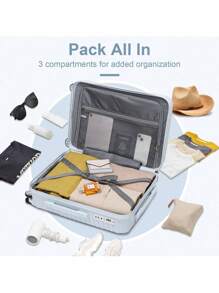 SOMAGO Travel 3 Piece Luggage Sets With A Cosmetic Case Expandable Suitcase (Only 24") Traveling Hardside Polycarbonate Lightweight Suitcases With 4 Wheels TSA Lock YKK Zippers - Blue - View 6