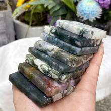 1pc Unpolished Natural Green Agate Slice, Raw Green Agate Stone, Quartz Crystal Slice, Science Educational Specimen, Natural Therapy, Healing Stone, Manifestation Stone, Wicca, Crystal DIY Material, Gift For Boyfriend, Girlfriend, Kids, Crystal Specimen, Men & Women Gift, Crystal Healing, Crystal Gift; Size 6cm+, Each Natural Green Agate Slice Has Unique Patterns, Random Shipment, Please Do Not Purchase If You Mind These Variations - Water Grass Agate - View 9