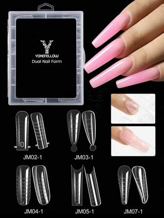 YOKEFELLOW 120 piezas YOKEFELLOW Formas de uñas duales para extensión de gel, moldes rápidos de forma cuadrada, almendra y ataúd para diseño de arte de uñas, suministros de manicura, herramienta para salón DIY y como regalo para mujeres